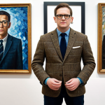 **

"A professional art critic, fully clothed in a tweed blazer and glasses, stands in a modern art gallery, surrounded by abstract paintings, appropriate attire, safe for work, perfect anatomy, natural proportions, well-formed hands, professional."

**