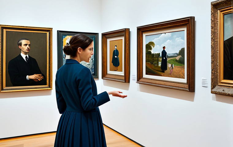 Art Curation**

A professional female museum curator, fully clothed in modest professional attire, carefully arranging paintings in a modern art gallery. The background shows various artworks and visitors observing. Perfect anatomy, correct proportions, natural pose, well-formed hands, proper finger count, natural body proportions, safe for work, appropriate content, professional, modest, family-friendly.

**